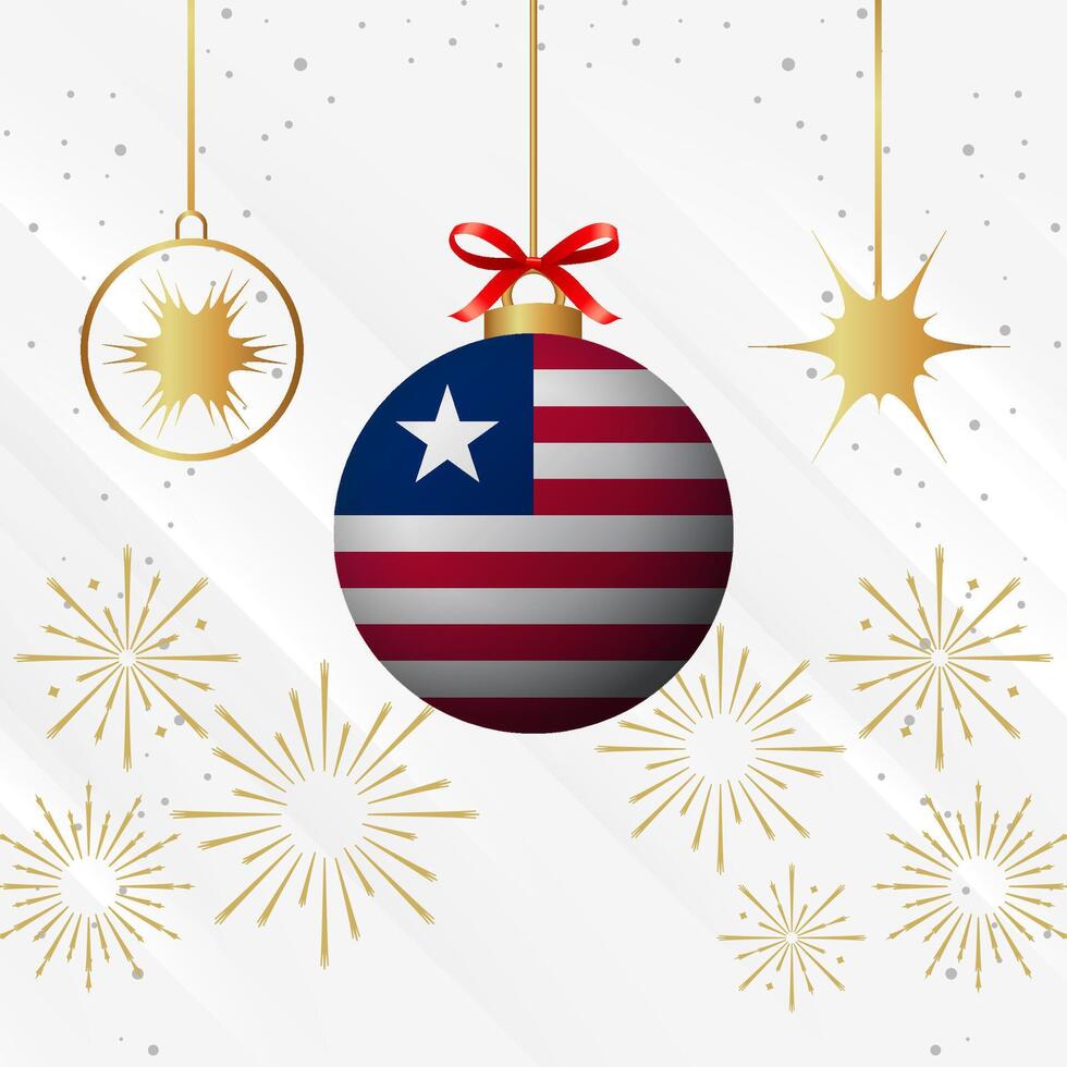 Navidad pelota adornos Liberia bandera celebracion vector