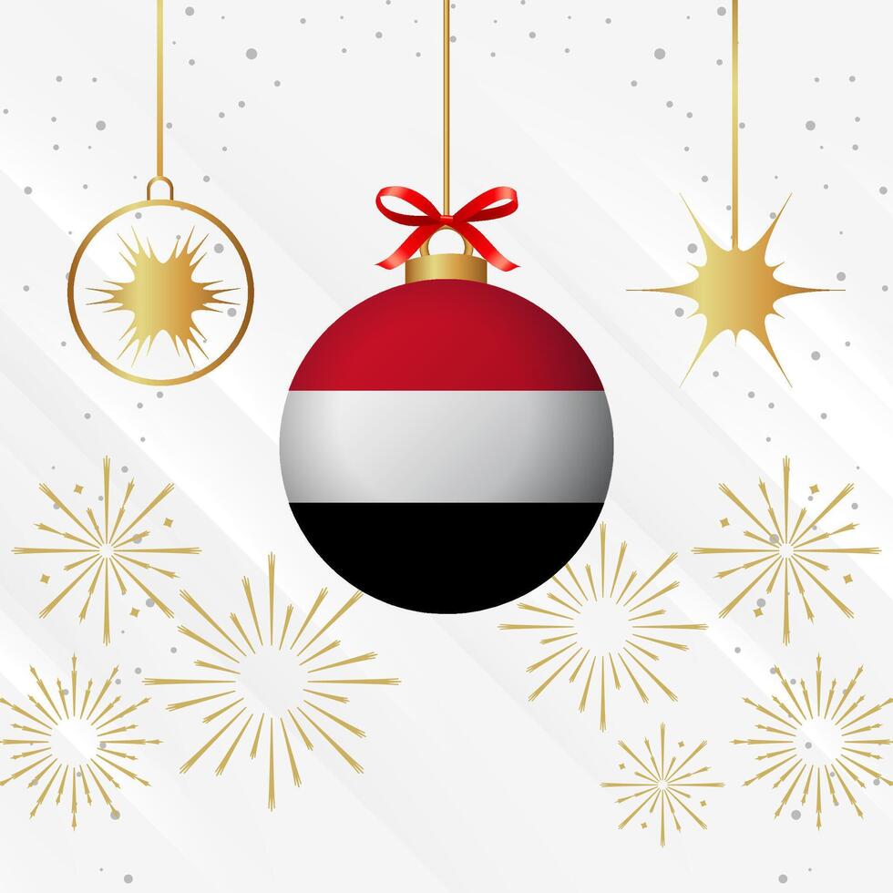 Navidad pelota adornos Yemen bandera celebracion vector