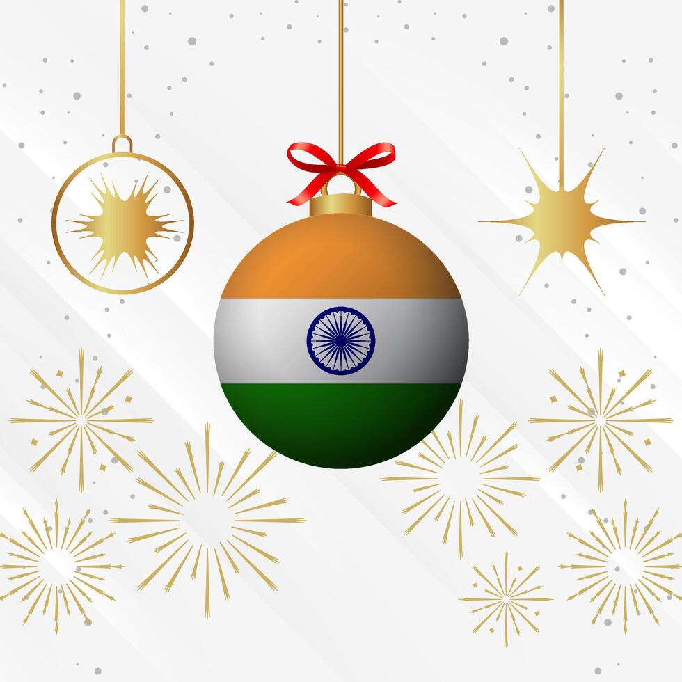 Navidad pelota adornos India bandera celebracion vector