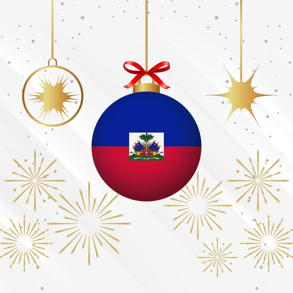 Navidad pelota adornos Haití bandera celebracion vector