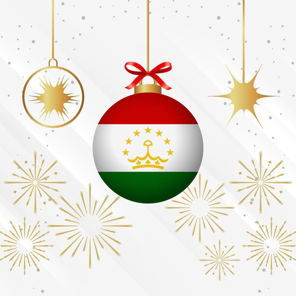 Christmas Ball Ornaments Tajikistan Flag Celebration vector