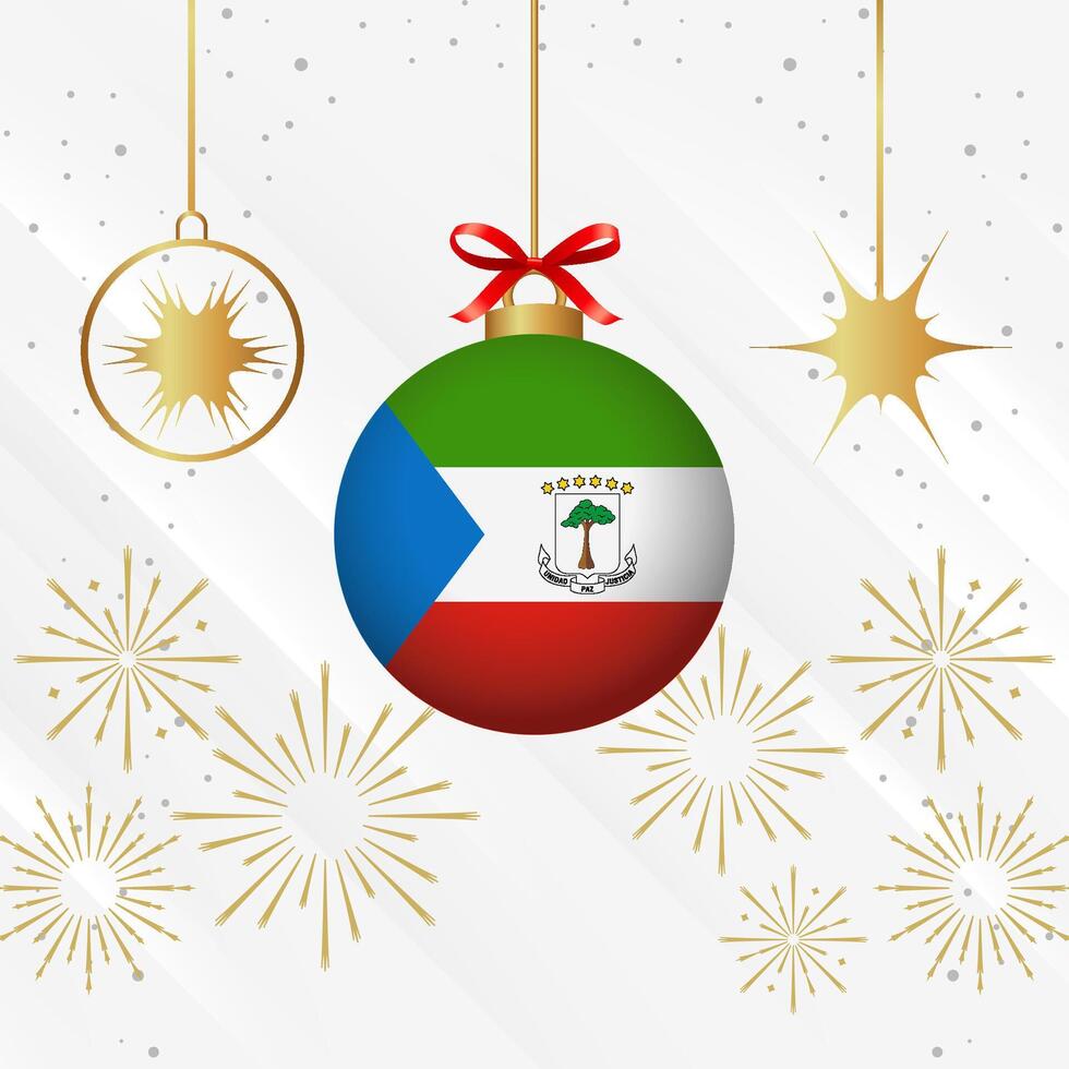 Navidad pelota adornos ecuatorial Guinea bandera celebracion vector