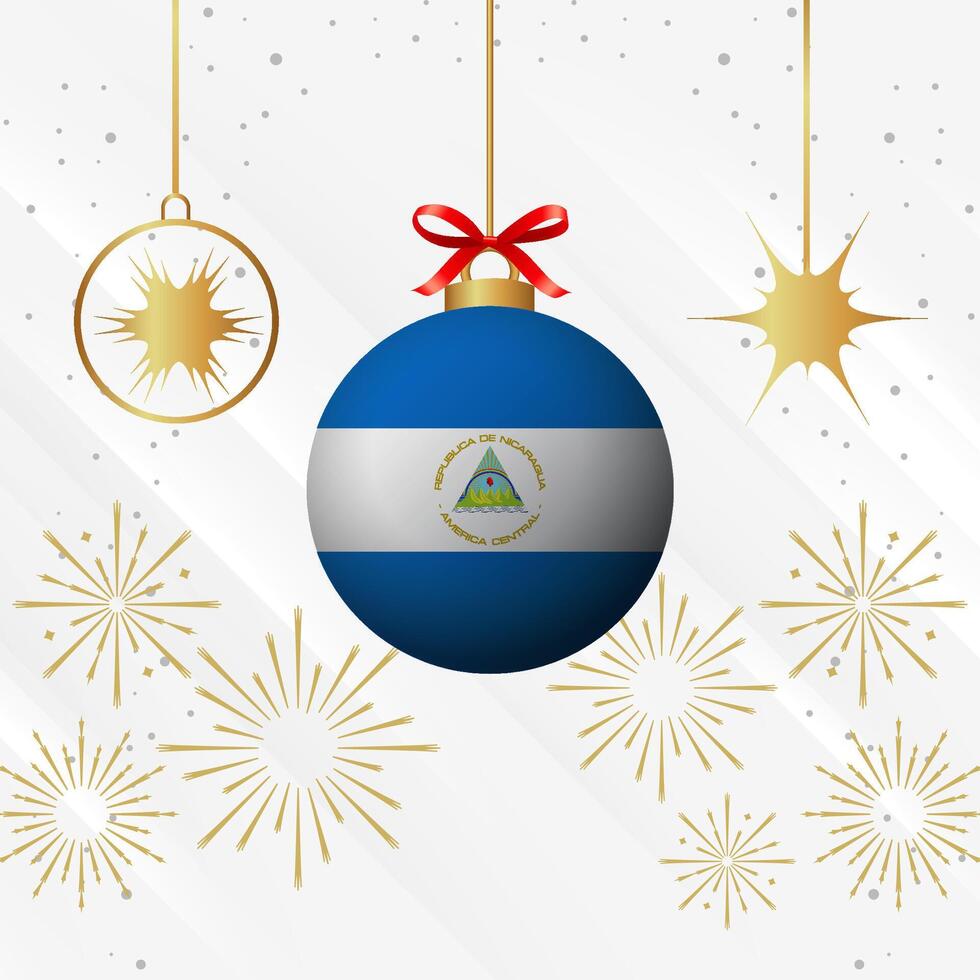 Navidad pelota adornos Nicaragua bandera celebracion vector