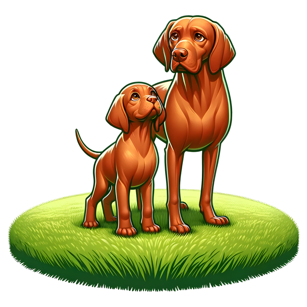 AI generated Vizsla Dog warm family illustration png