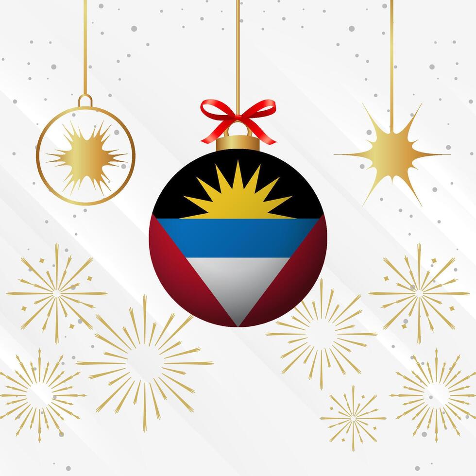 Navidad pelota adornos antigua y barbuda bandera celebracion vector