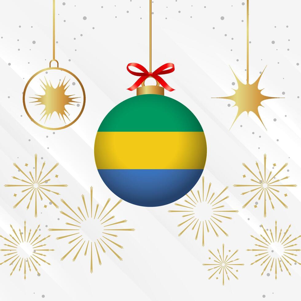 Christmas Ball Ornaments Gabon Flag Celebration vector