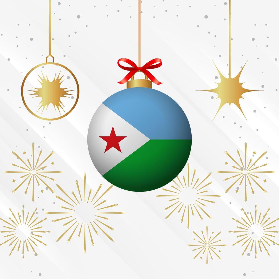 Navidad pelota adornos djibouti bandera celebracion vector