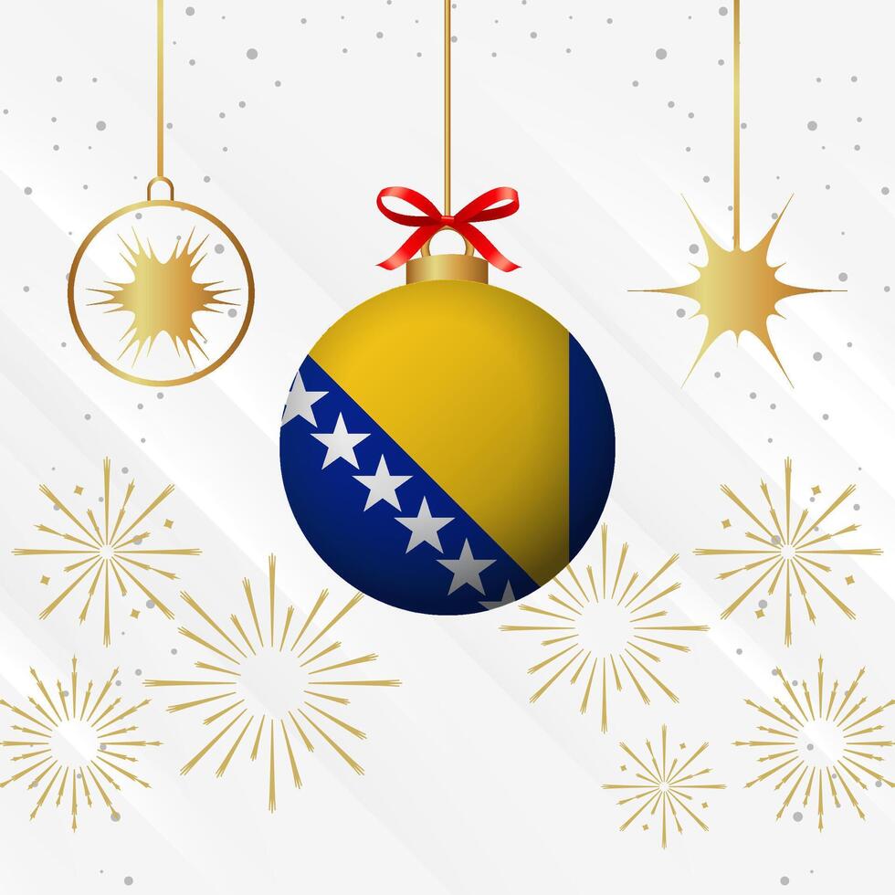 Navidad pelota adornos bosnia y herzegovina bandera celebracion vector