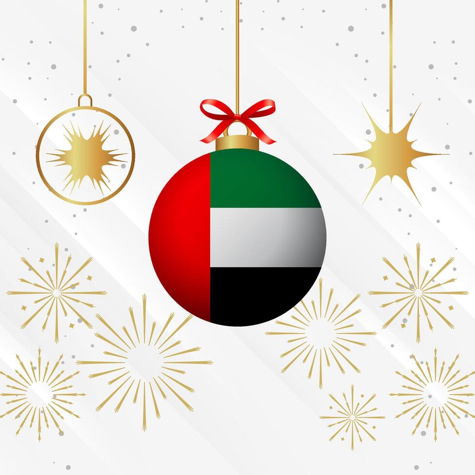 Navidad pelota adornos unido árabe emiratos bandera celebracion vector