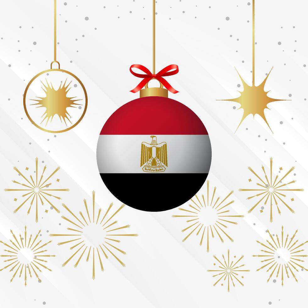 Navidad pelota adornos Egipto bandera celebracion vector