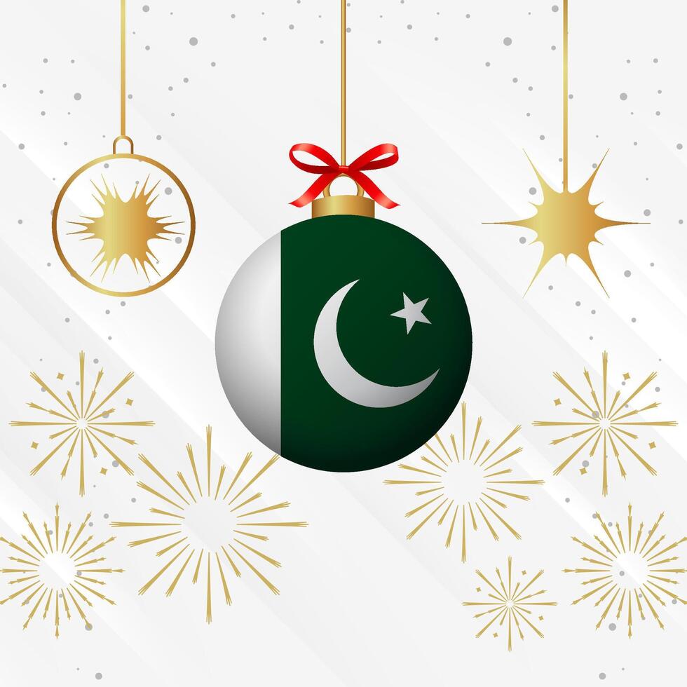 Navidad pelota adornos Pakistán bandera celebracion vector