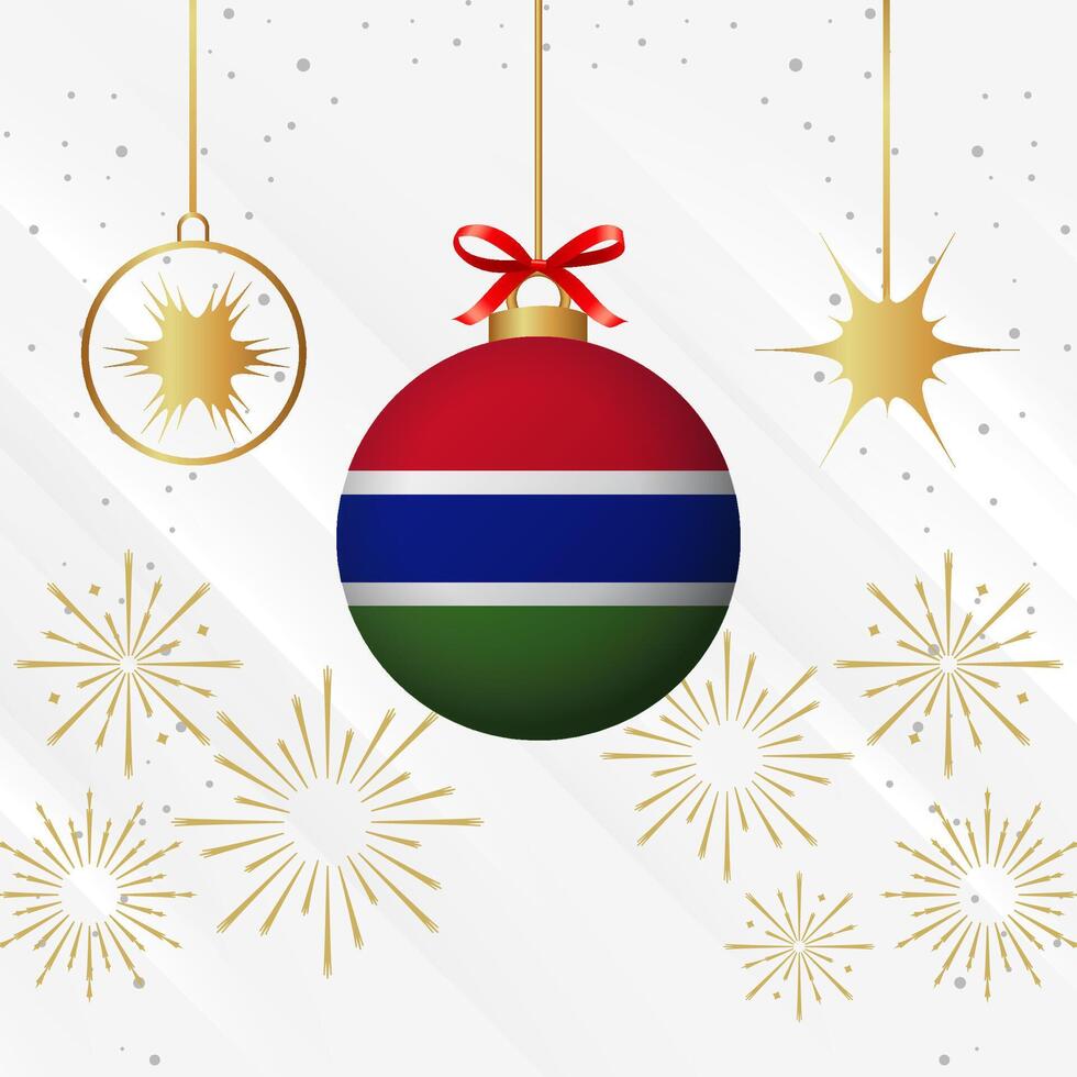 Navidad pelota adornos Gambia bandera celebracion vector