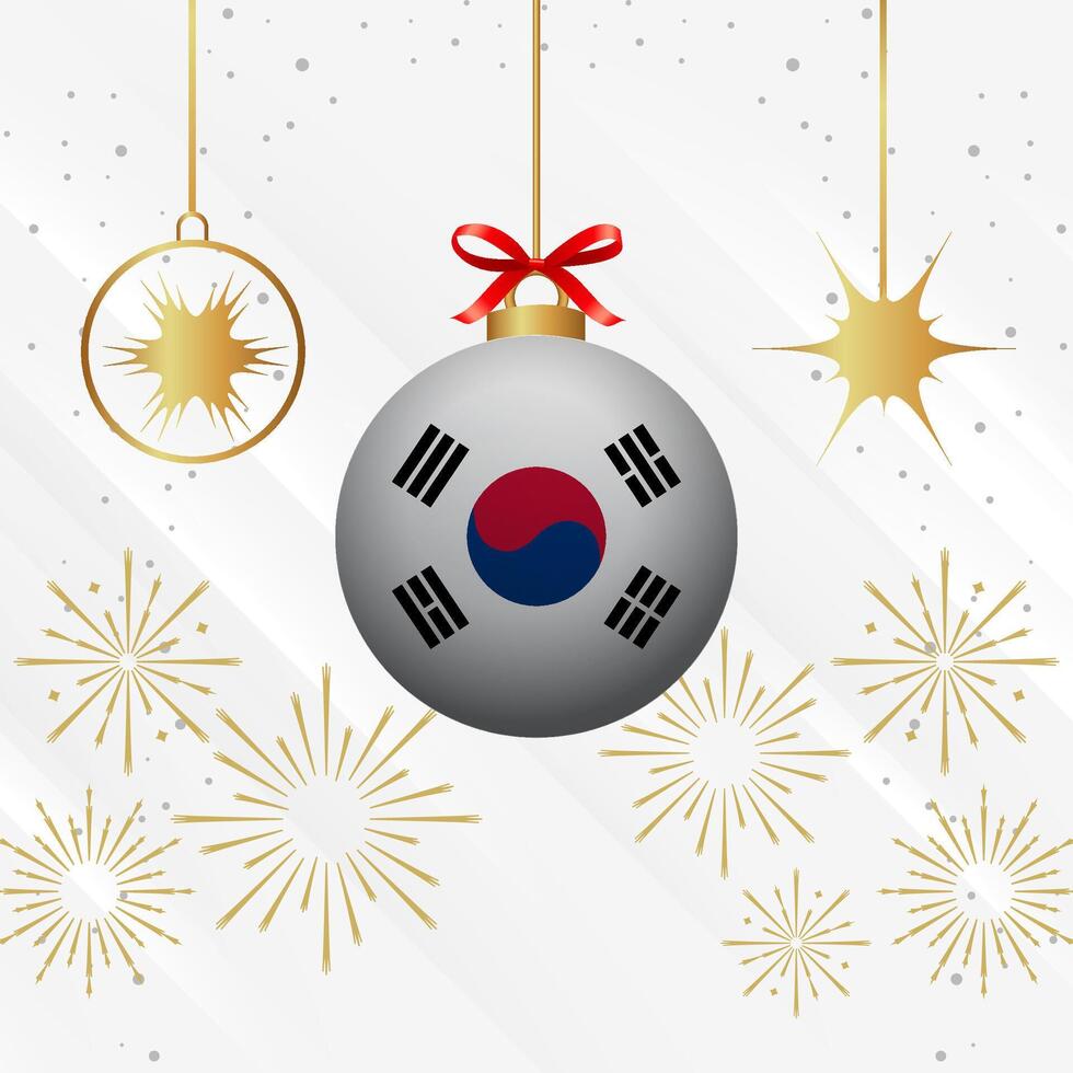 Navidad pelota adornos sur Corea bandera celebracion vector