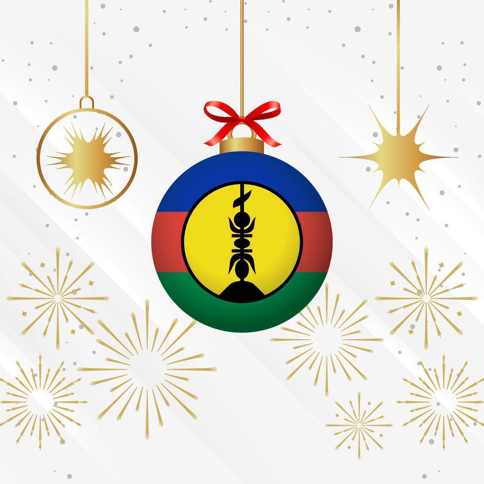 Navidad pelota adornos nuevo Caledonia bandera celebracion vector