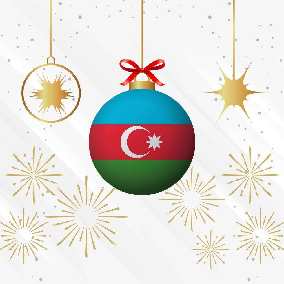 Navidad pelota adornos azerbaiyán bandera celebracion vector