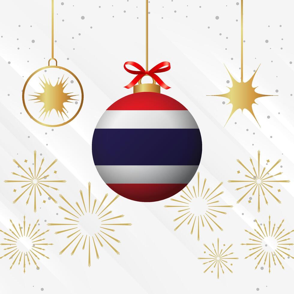Navidad pelota adornos Tailandia bandera celebracion vector