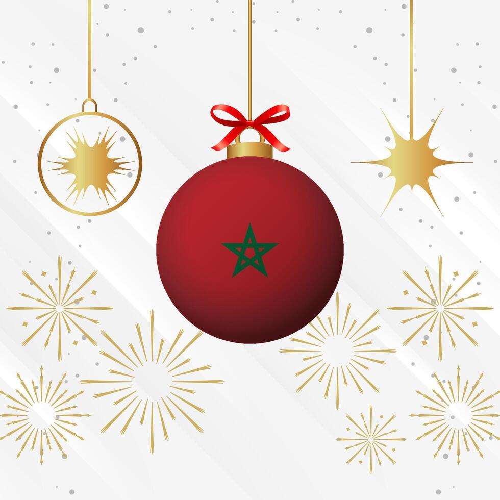 Navidad pelota adornos Marruecos bandera celebracion vector