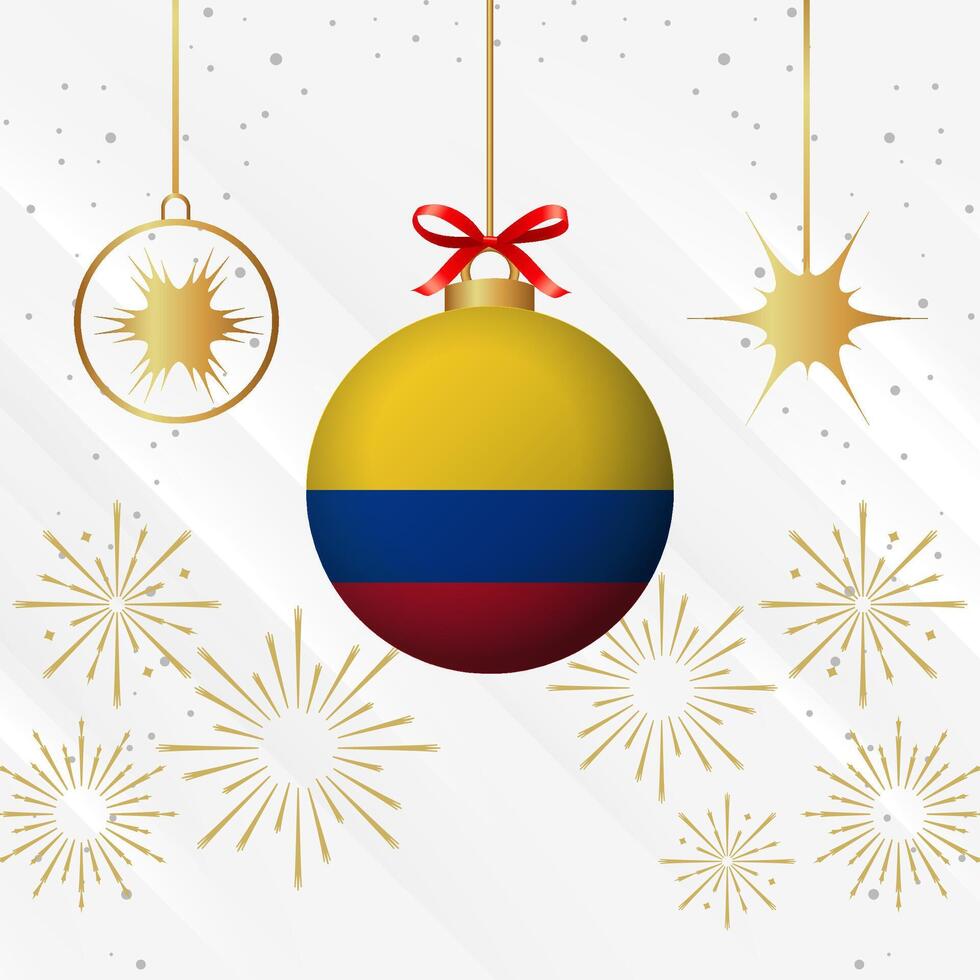 Navidad pelota adornos Colombia bandera celebracion vector