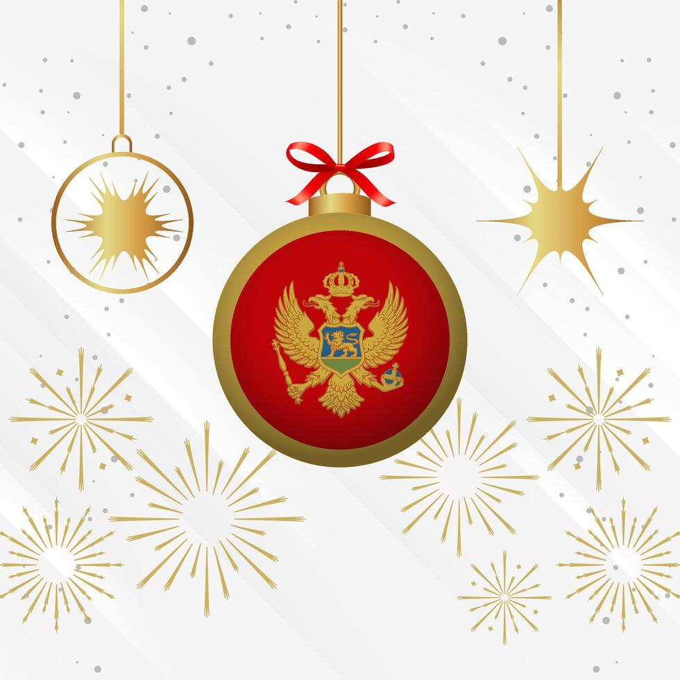 Navidad pelota adornos montenegro bandera celebracion vector