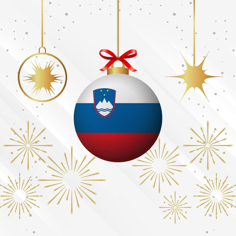 Navidad pelota adornos Eslovenia bandera celebracion vector