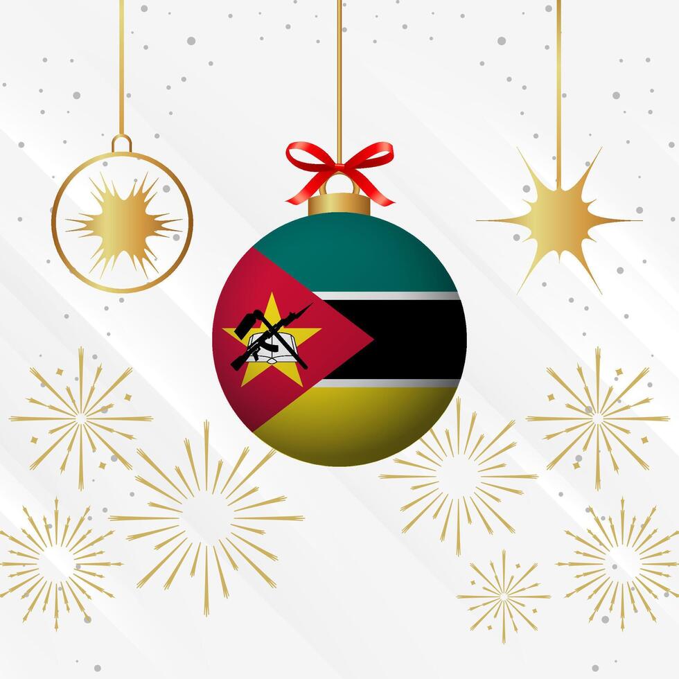 Navidad pelota adornos Mozambique bandera celebracion vector