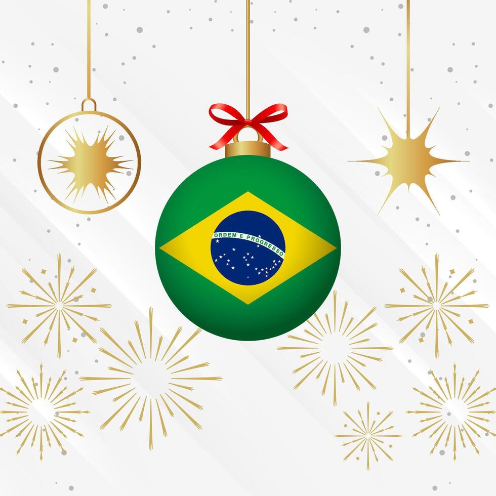 Christmas Ball Ornaments Brazil Flag Celebration vector