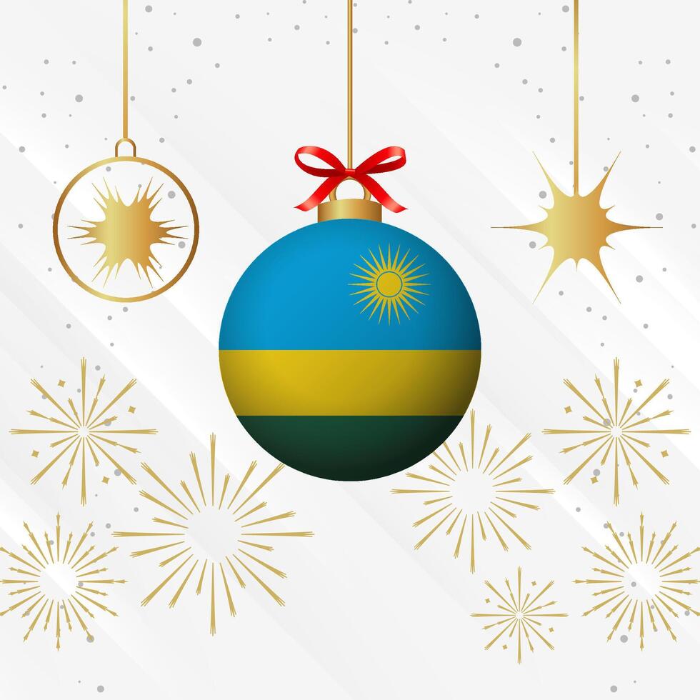 Christmas Ball Ornaments Rwanda Flag Celebration vector