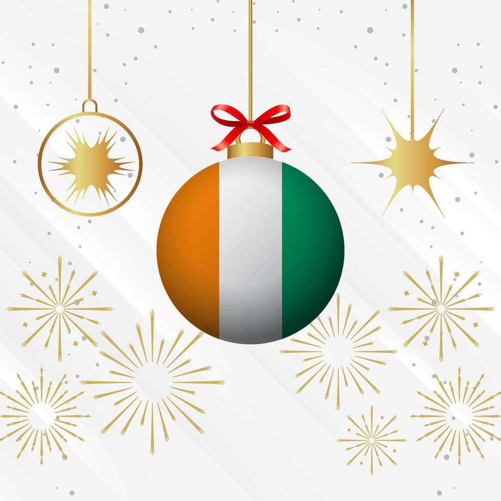 Christmas Ball Ornaments Ivory Coast Flag Celebration vector