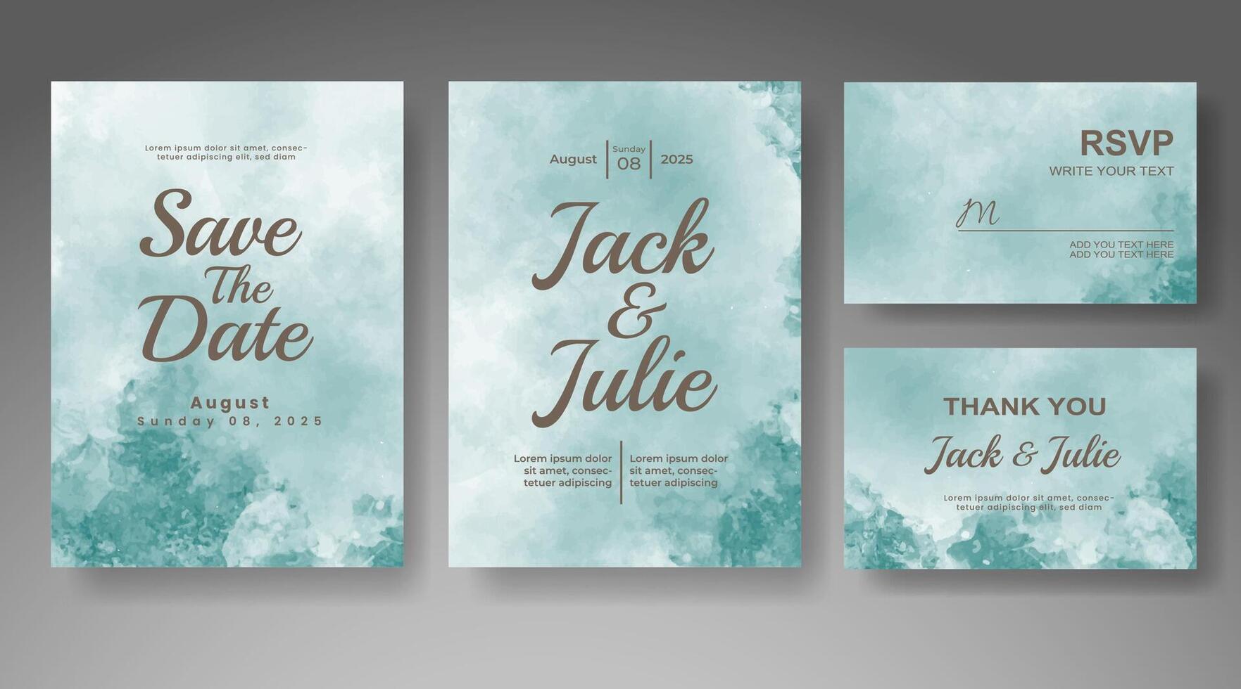 Wedding invitation with abstract watercolor background vector