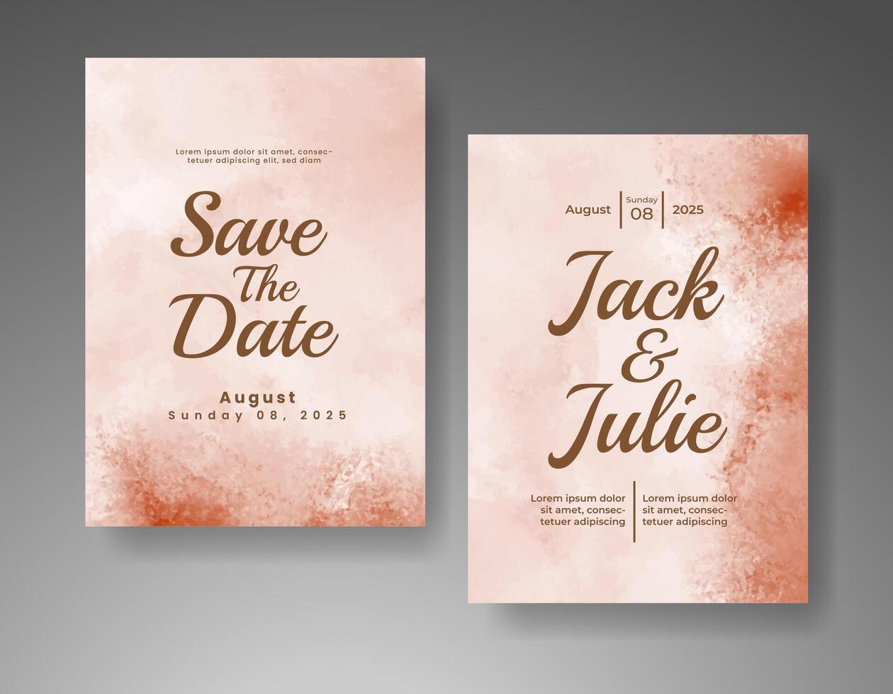 Wedding invitation with abstract watercolor background vector