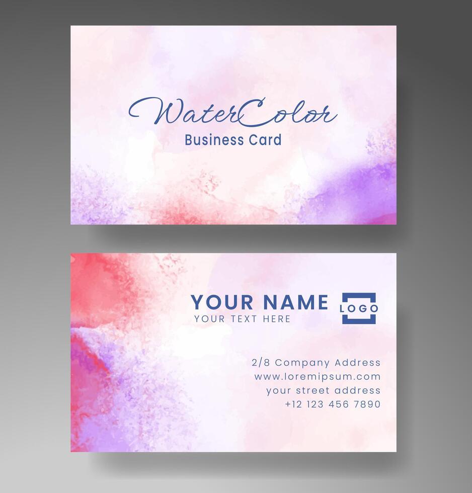 Beautiful business card template with watercolor vector