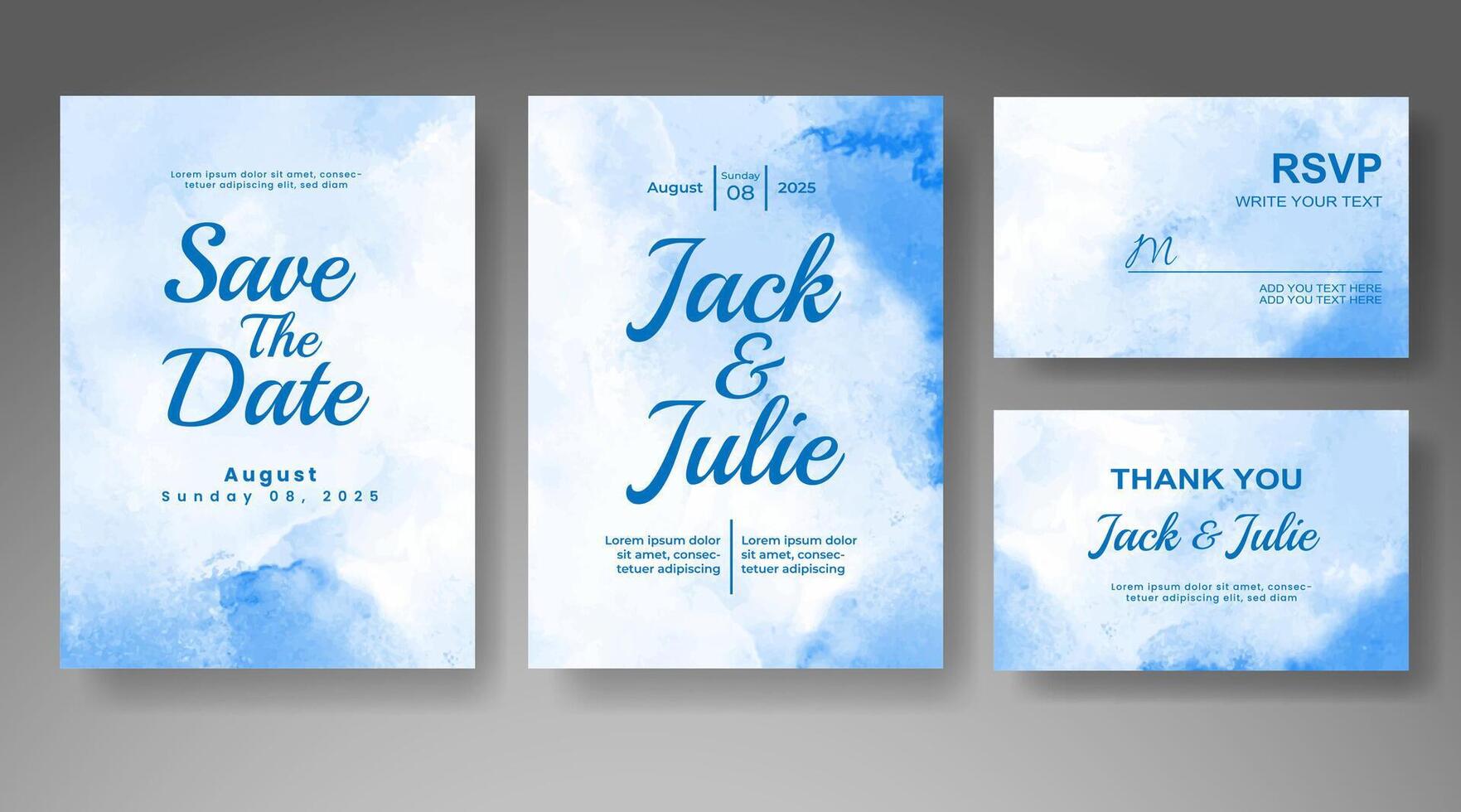 Wedding invitation with abstract watercolor background vector
