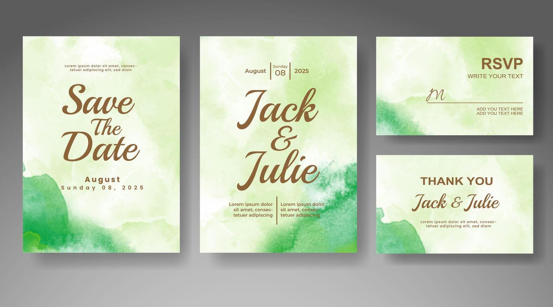 Wedding invitation with abstract watercolor background vector