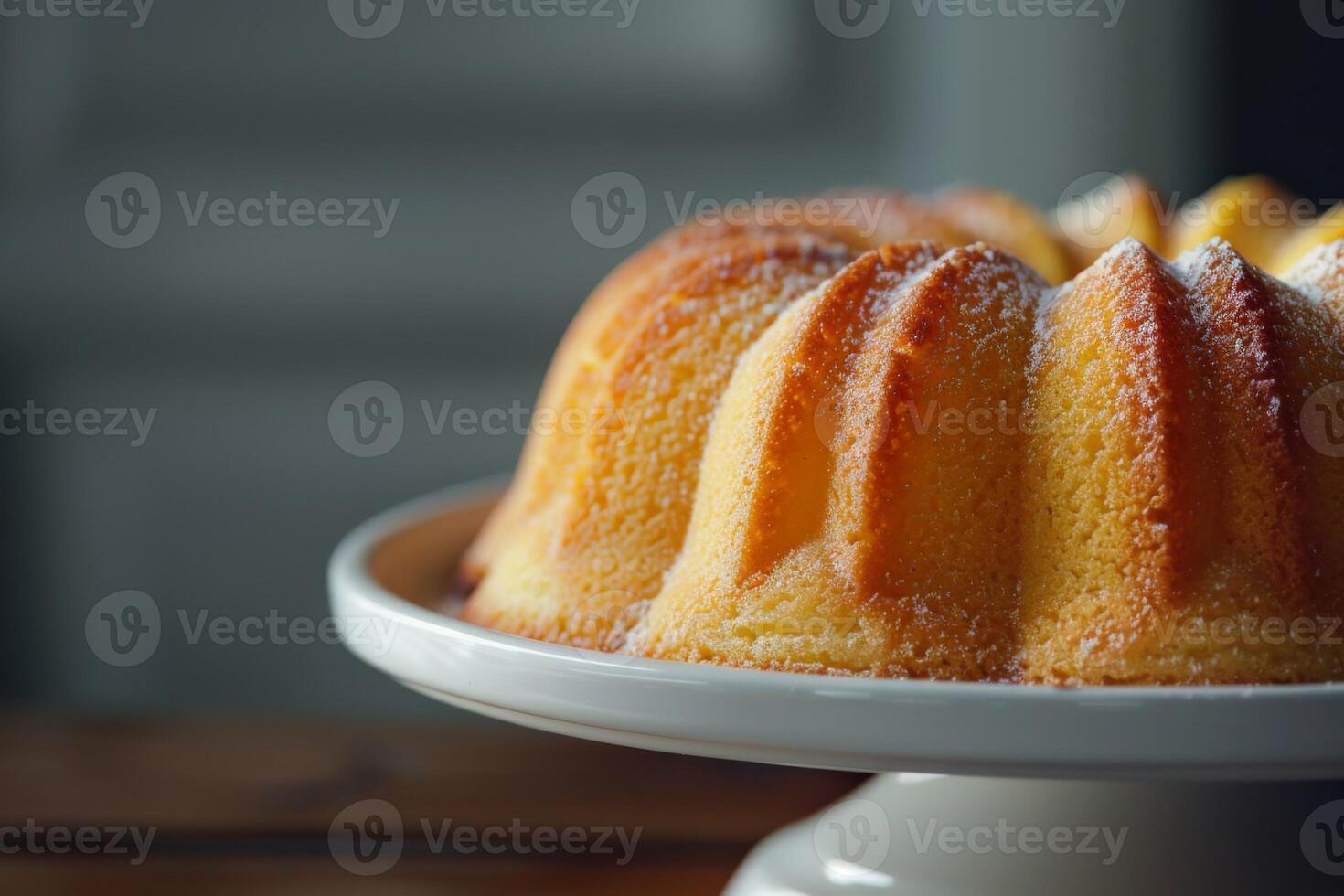 ai generado limón libra pastel postre con agrios vidriar en un azucarado dulce horneando tratar foto