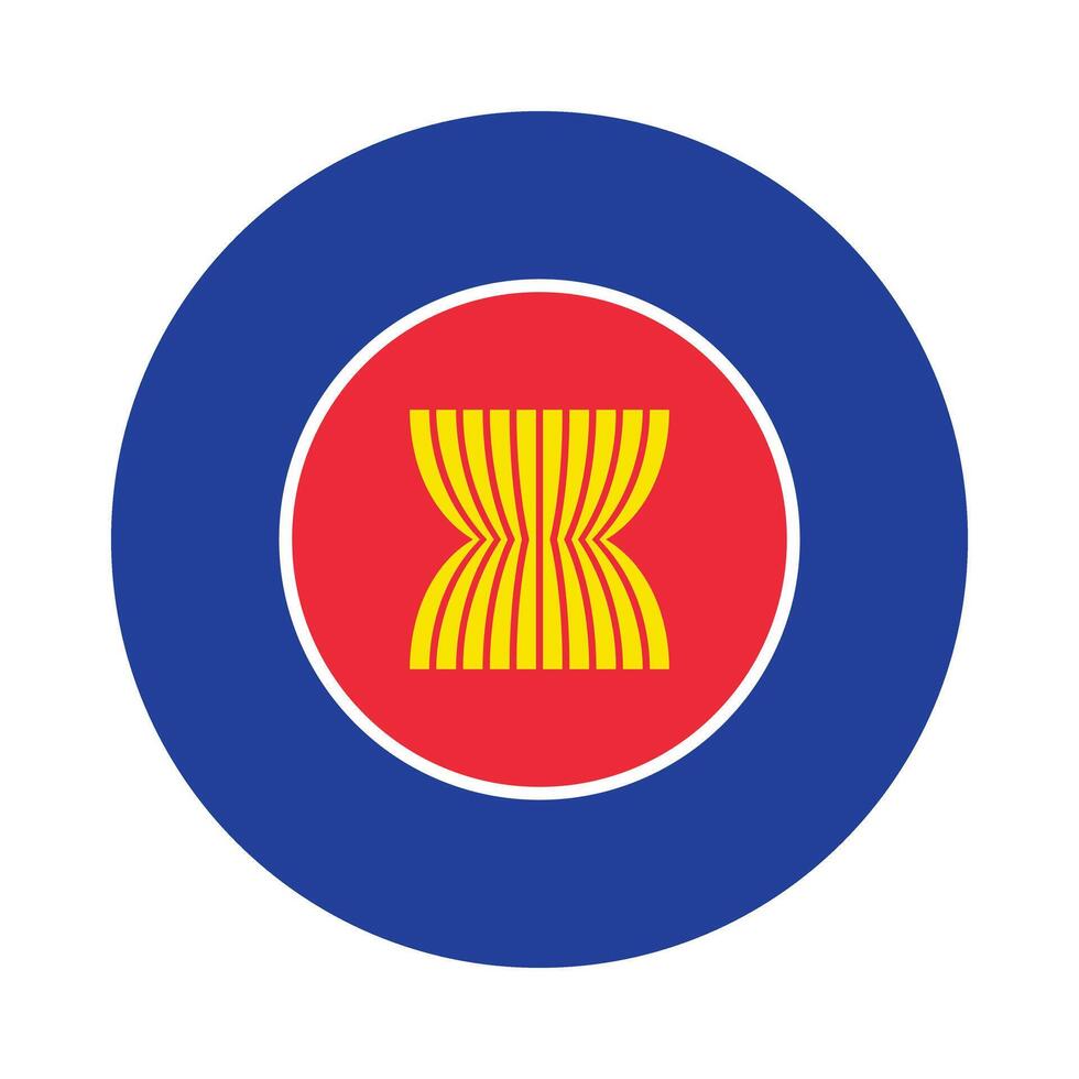 Flat Illustration of ASEAN flag vector icon design. Asean circle flag. Round of Asean flag.