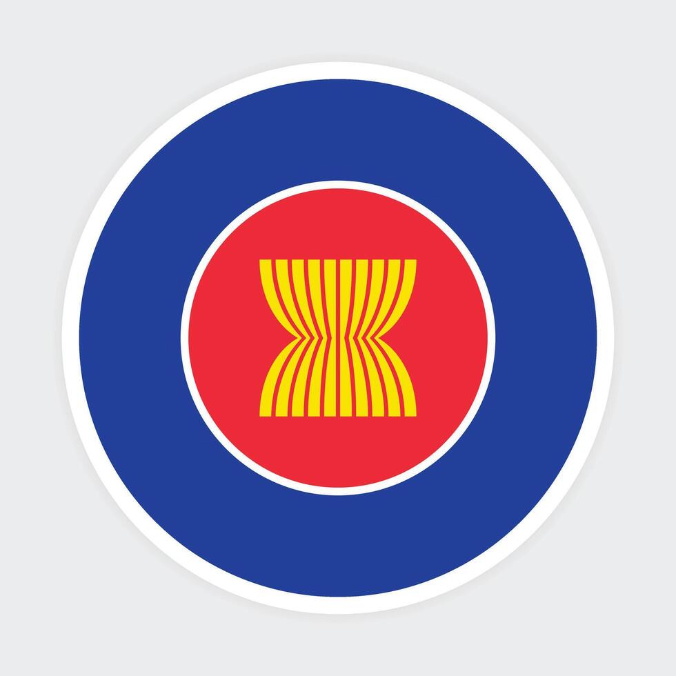 Flat Illustration of ASEAN flag vector icon design. Asean circle flag. Round of Asean flag.