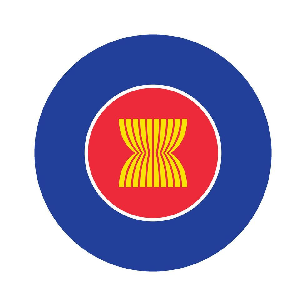 Flat Illustration of ASEAN flag vector icon design. Asean circle flag. Round of Asean flag.