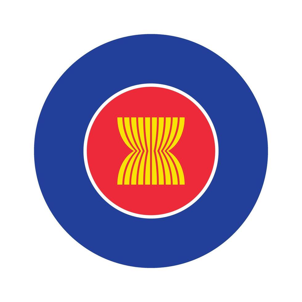 Flat Illustration of ASEAN flag vector icon design. Asean circle flag. Round of Asean flag.