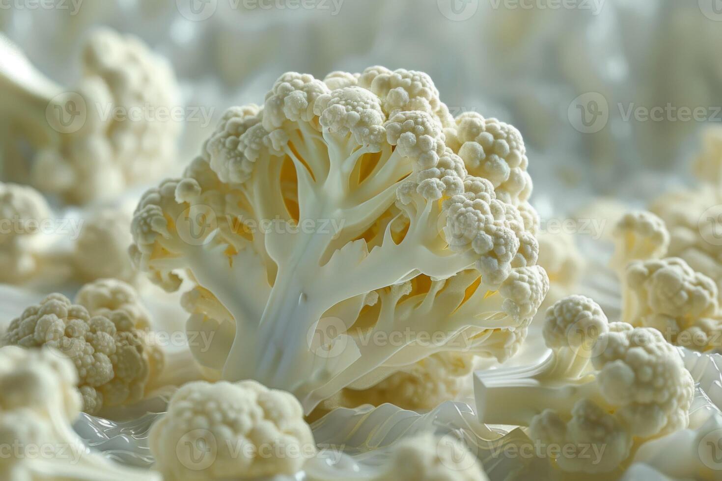 AI generated Close-up of fresh organic cauliflower showcasing its texture and nutritious value in vegan cuisine photo