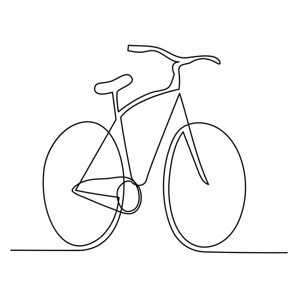 Continuous one line bycycle outline on a white background vector art illustration