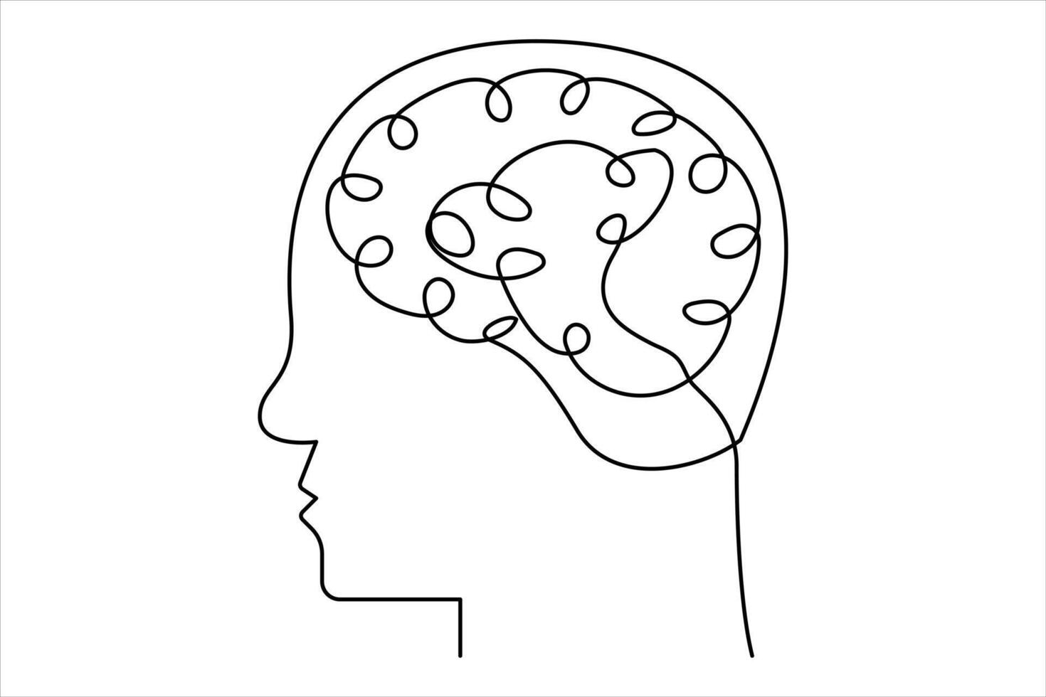 Continuous one line drawing of human brain. Hand drawn minimalism style. brain line art vector illustration
