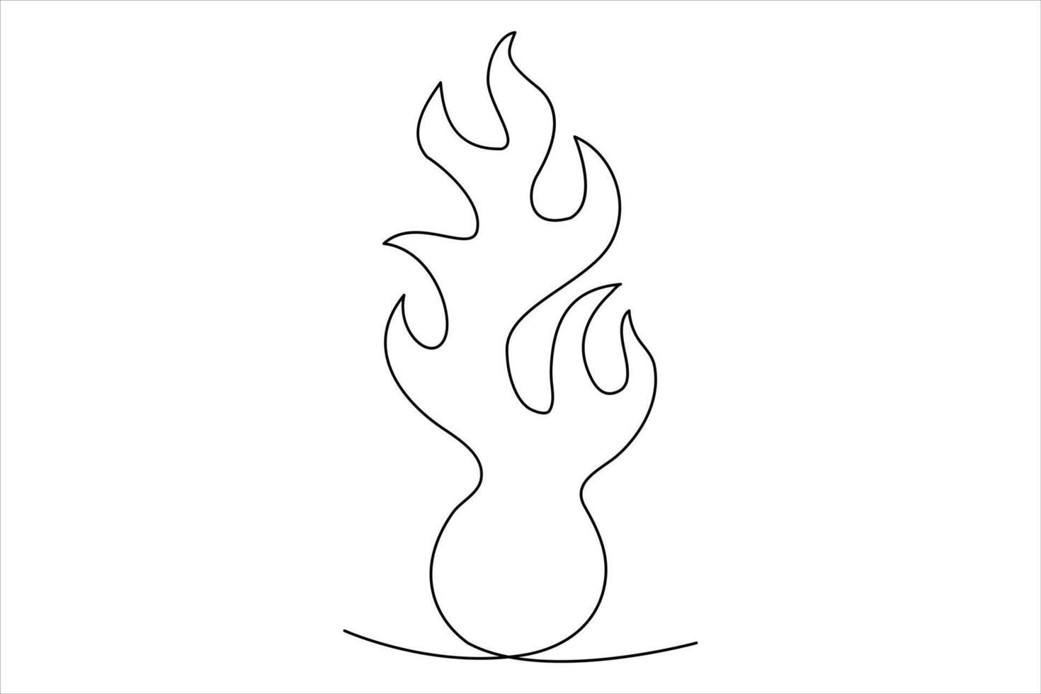 Continuous one line drawing fire art Vector illustration of white background