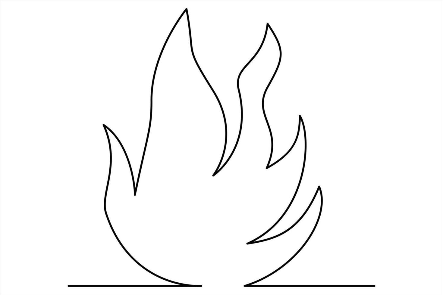 Continuous one line drawing fire art Vector illustration of white background