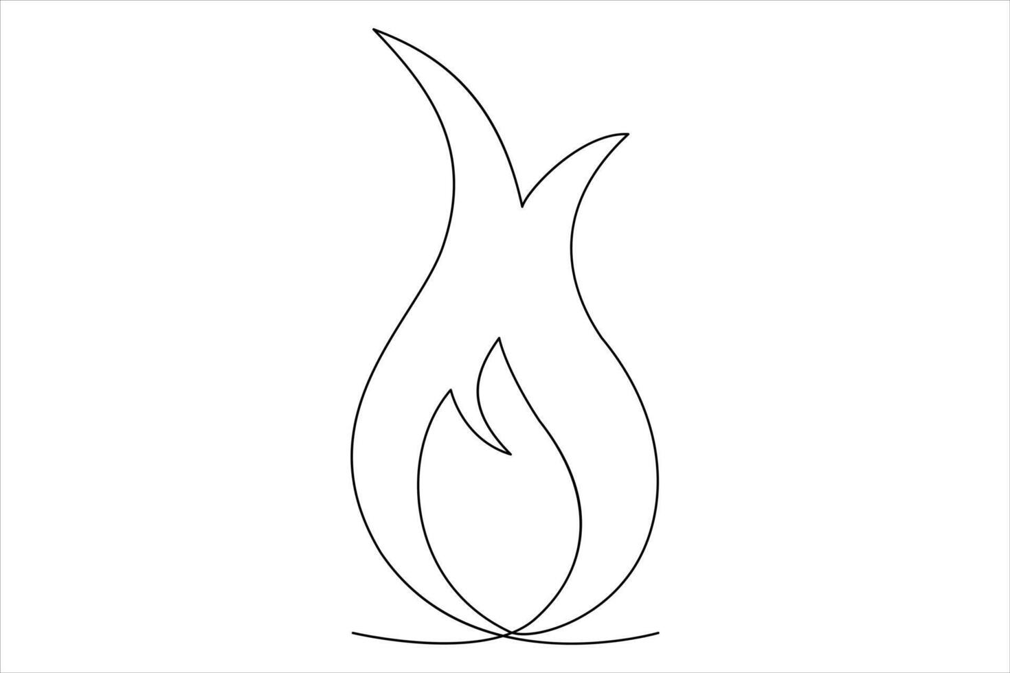 Continuous one line drawing fire art Vector illustration of white background