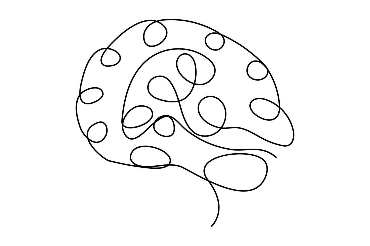 Continuous one line drawing of human brain. Hand drawn minimalism style. brain line art vector illustration