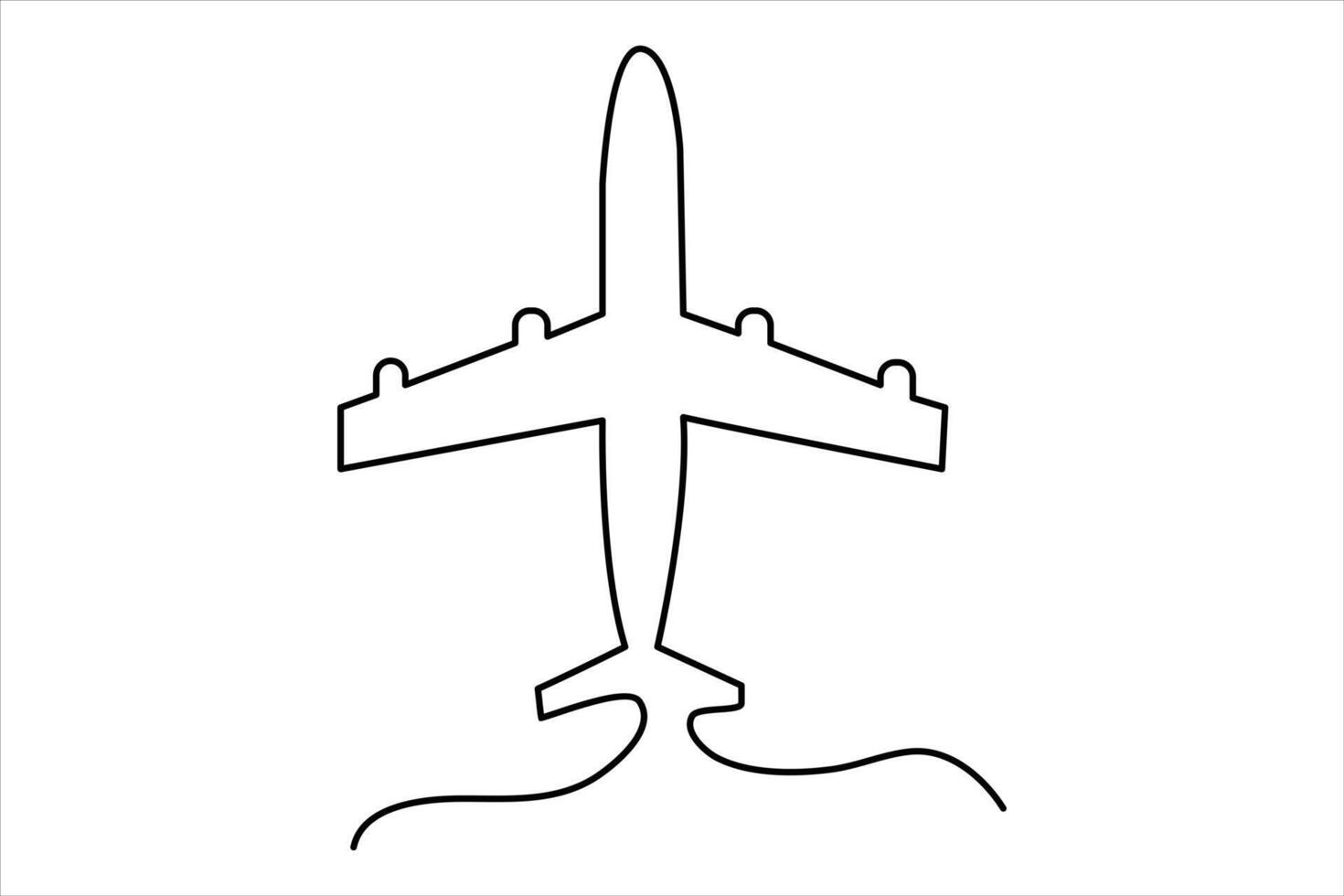 Continuous one line Airplan icon outline vector art illustration