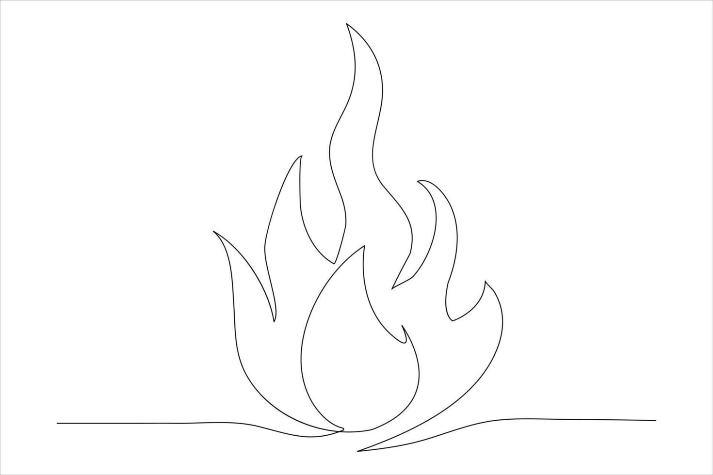 Continuous one line drawing fire art Vector illustration of white background