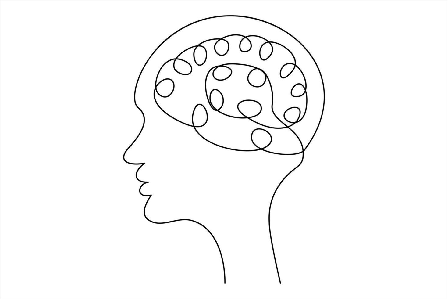 continuo uno línea dibujo de humano cerebro. mano dibujado minimalismo estilo. cerebro línea Arte vector ilustración