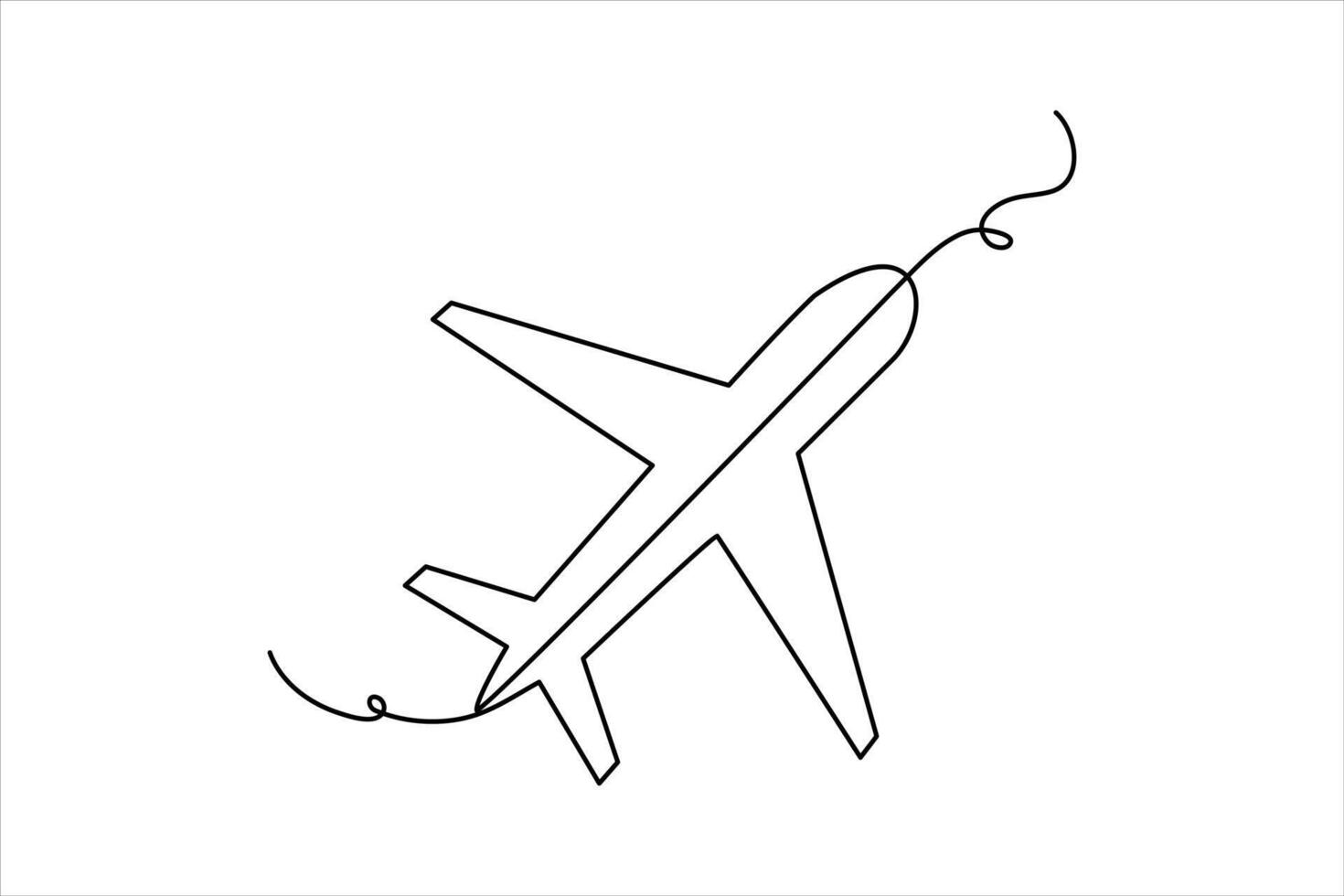 Continuous one line Airplan icon outline vector art illustration