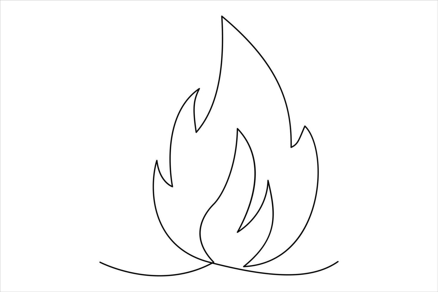 Continuous one line drawing fire art Vector illustration of white background